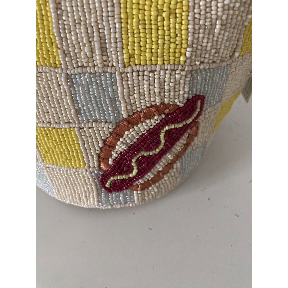 Beaded Cream Shoulder Bag with Colorful Fast-Food Motifs - Picture 13 of 16